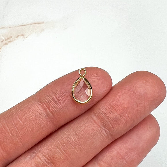 12mm 18K Gold Plated Glass Teardrop Charms