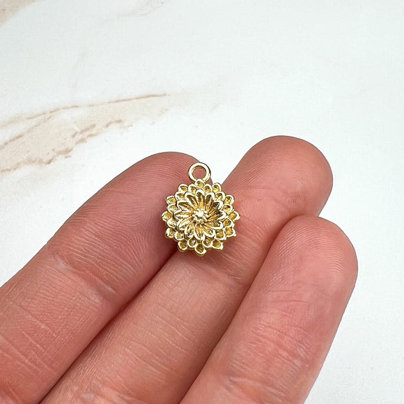 18K Gold Plated Detailed Flower Charms