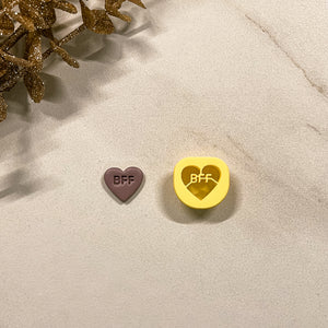 0.75 in, 1 in BFF Conversation Heart Clay Cutter