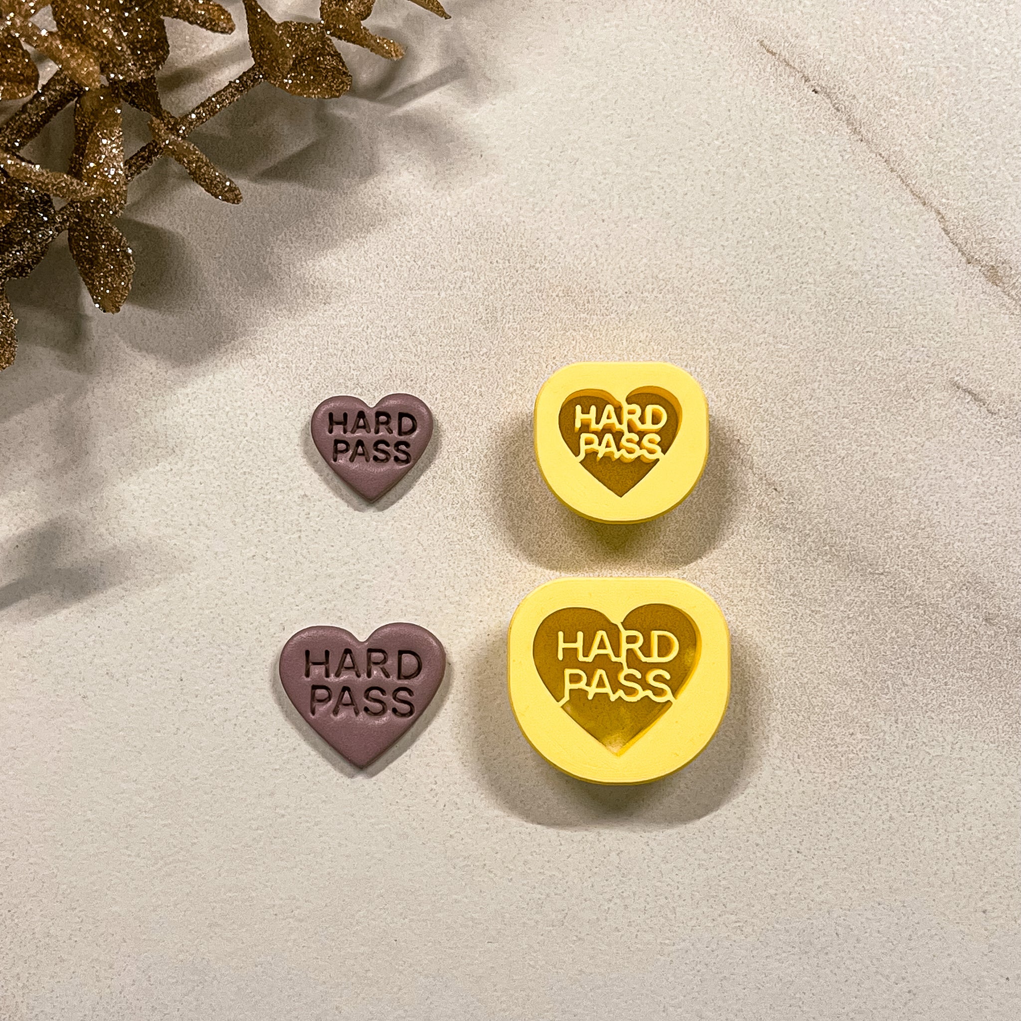 0.75 in, 1 in Hard Pass Conversation Heart Clay Cutter – Rays of Clay Co
