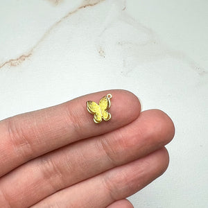 (4 Pieces) 18K Gold Plated Textured Butterfly Charms