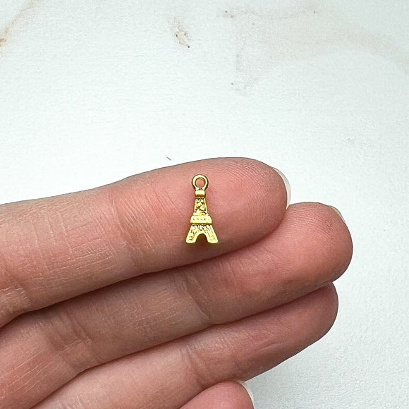 (4 Pieces) 18K Gold Plated Eiffel Tower Charms