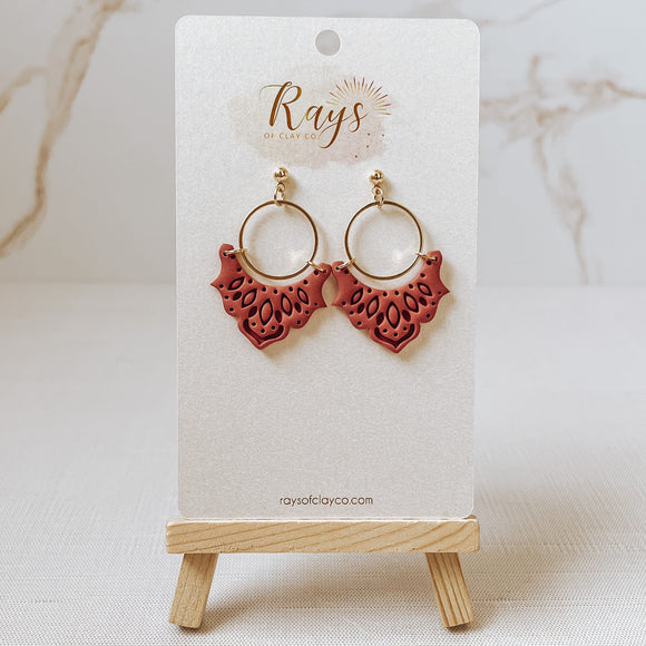 Red Western Lace Arch Earrings