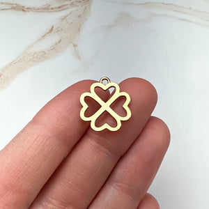 18K Gold Plated Clover Heart Charms