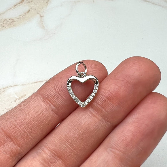 Platinum Plated Cubic Zirconia Heart Charms