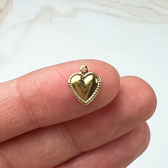 24K Gold Plated Mini Outlined Heart Charms