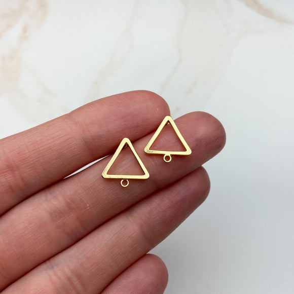 18k Gold Plated Open Triangle Earring Posts