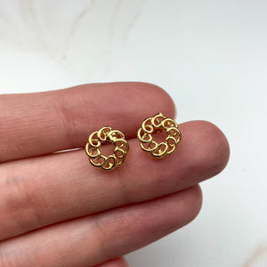 18k Gold Plated Looped Flower Earring Posts