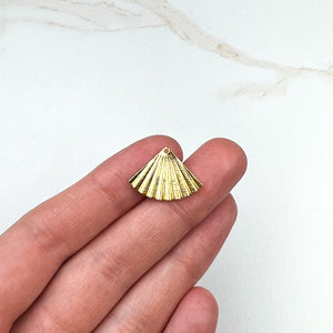 24K Gold Plated Textured Scallop Charms