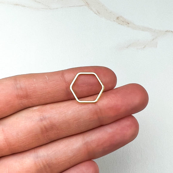 24K Gold Plated Open Hexagon Charms