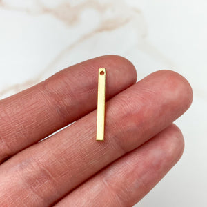 20 x 2 x 1mm Gold Plated Bar Charms