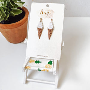 Vanilla Ice Cream Cone Dangle Earrings