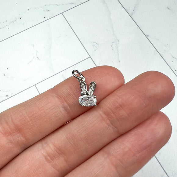 Platinum Plated Cubic Zirconia Bunny Charms
