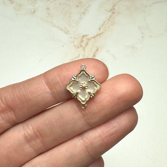 18K Gold Plated Shell Flower Connector Charms