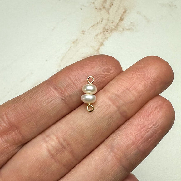 16K Gold Plated Double Freshwater Pearl Connector Charms