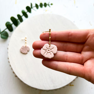 Pink Poppy Flower Dangle Earrings