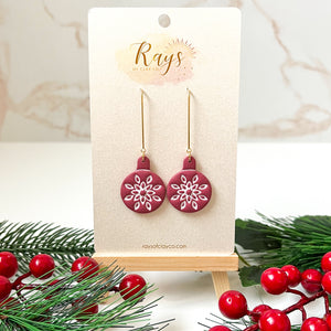Sparkly Red Christmas Ornament Dangle Earrings