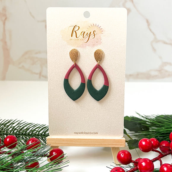 Sparkly Red and Green Dangle Earrings