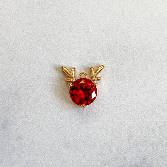 18K Gold Plated Cubic Zirconia Reindeer Charms