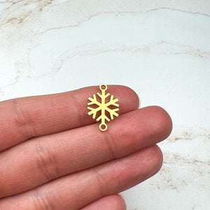 18K Gold Plated Snowflake Connector Charms