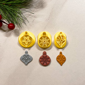 (3 CUTTERS) Discounted 1.25 in Embossed Christmas Ornament Clay Cutter Bundle