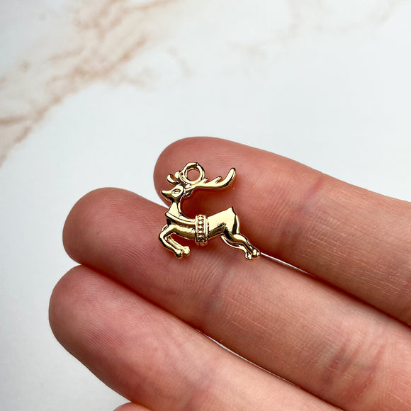 18K Gold Plated Reindeer Charms