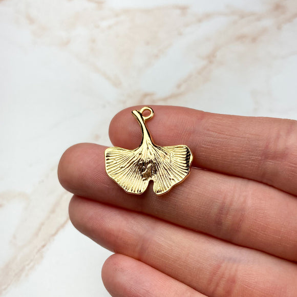 18K Gold Plated Ginkgo Charm