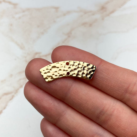 18K Gold Plated Textured Geometric Connector Charms