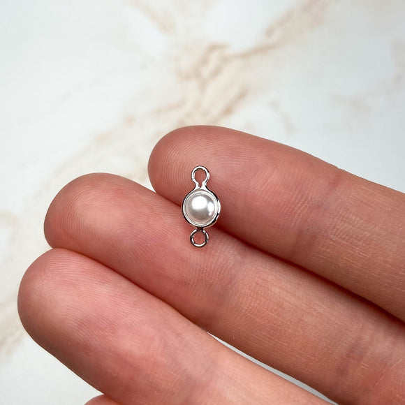 Platinum Plated Imitation Pearl Connector Charms