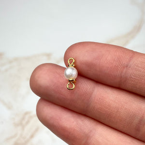 18K Gold Plated Mini Imitation Pearl Connector Charms