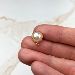 12.5mm 18K Gold Plated Imitation Pearl Earring Posts