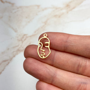 18K Gold Plated Abstract Face Charms
