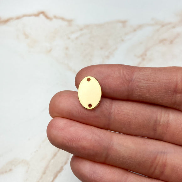 18K Gold Plated Oval Connector Charms