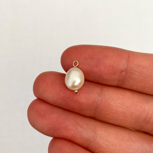 Silver - Oval Freshwater Pearl Charms