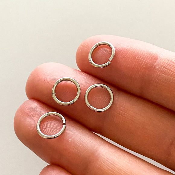 100 Pieces 8mm Platinum Plated Jump Rings