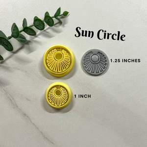 1 in, 1.25 in Embossed Sun Circle Clay Cutter