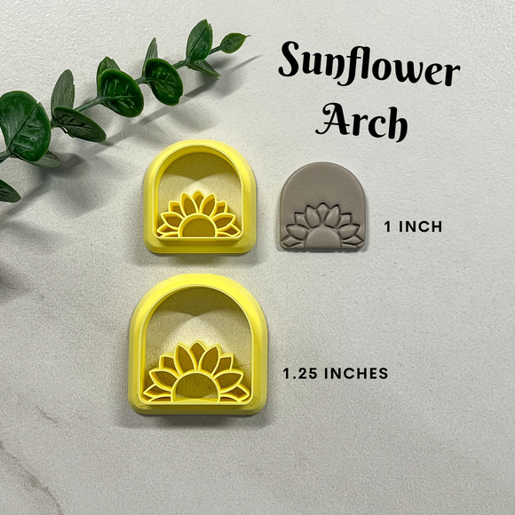 1 in, 1.25 in Embossed Sunflower Arch Clay Cutter