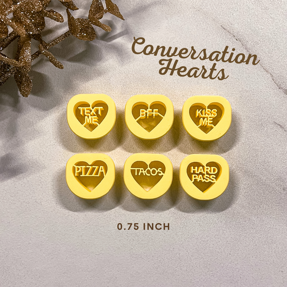 (6 CUTTERS) Discounted 0.75 in Conversation Heart Cutter Bundle