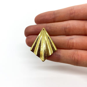 27 x 35mm Brass Crinkled Triangle Charms