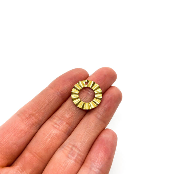 18mm Brass Crinkled Circle Charms