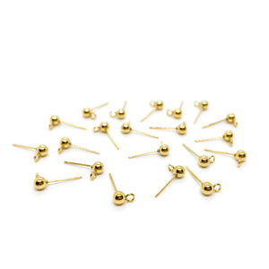 4mm Stainless Steel Gold Earring Posts