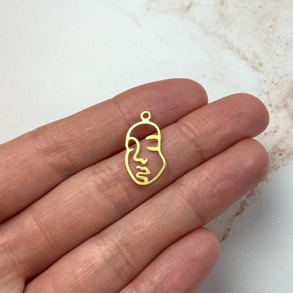 20 x 11mm Brass Abstract Face Charms