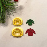 1.25 in, 1.5 in Embossed Christmas Sweater Clay Cutter
